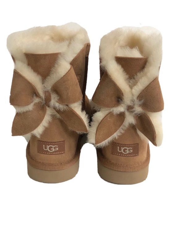 UGG Other - UGG Chestnut Suede Mini Boots with Shearling Bow Detail - Chestnut